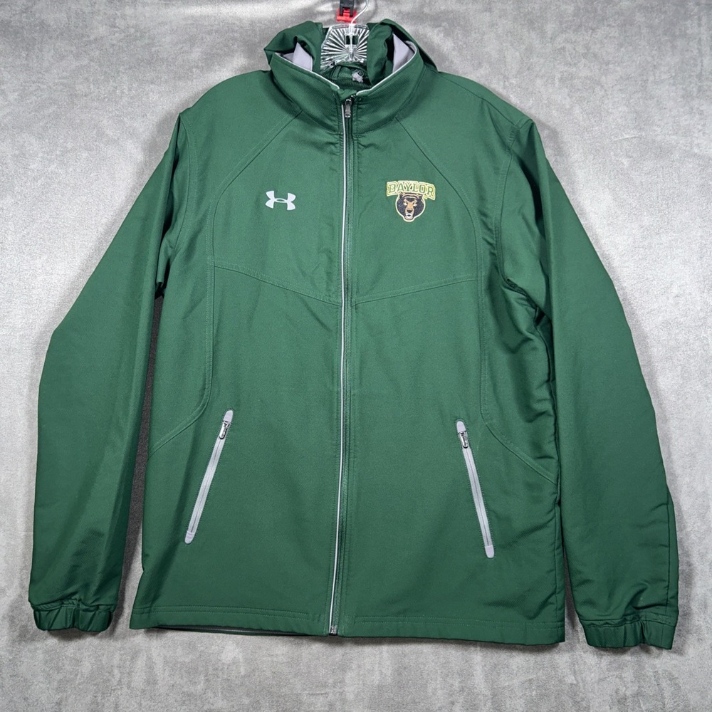 Under Armour Baylor Bears Kids Youth Medium Green Full Zip Hooded Jacket JM YMD
